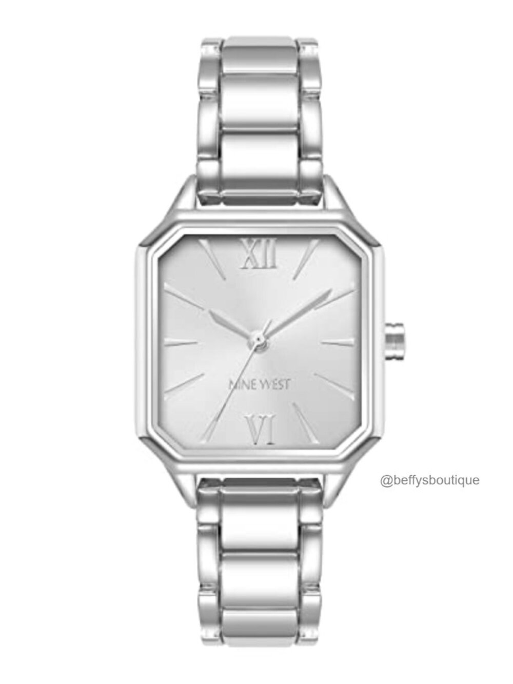 Nine West Silver-Tone Bracelet Watch Mineral Crystal Adjustable Dress Watch